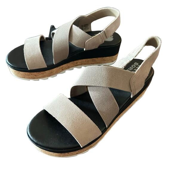 Sorel Cameron Flatform Wedge Slingback Cork Platform Banded Straps NEW Size 9 - Picture 7 of 11